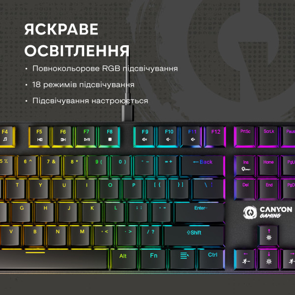 Фото - Клавіатура дротова ігрова Canyon Cometstrike GK-55 RGB ENG/UKR Black (CND-SKB55-US)