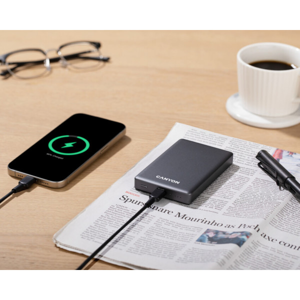 Фото - Батарея мобильная Canyon OnPower 510 slim Magsafe 10000 mAh PD20W Dark Grey (CNS-CPB510DG)
