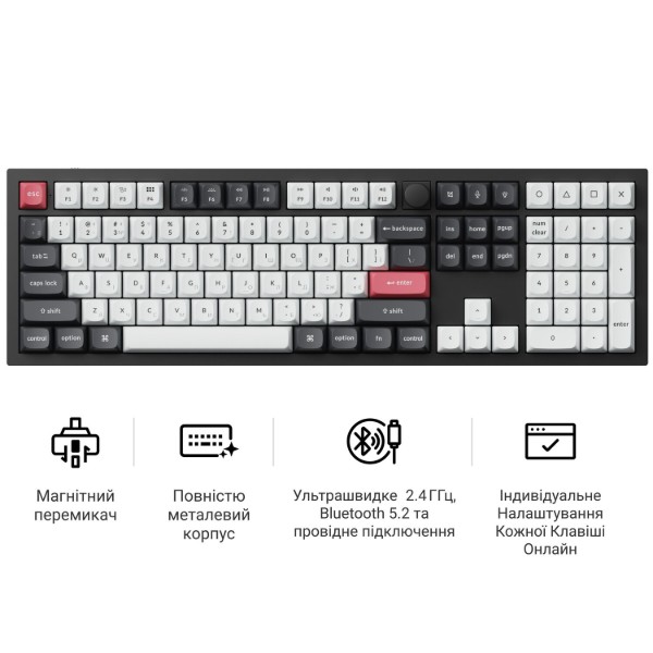 Фото - Клавіатура бездротова Keychron Q6 HE Magnetic Switch Black RGB (Q6H-M1-UA)