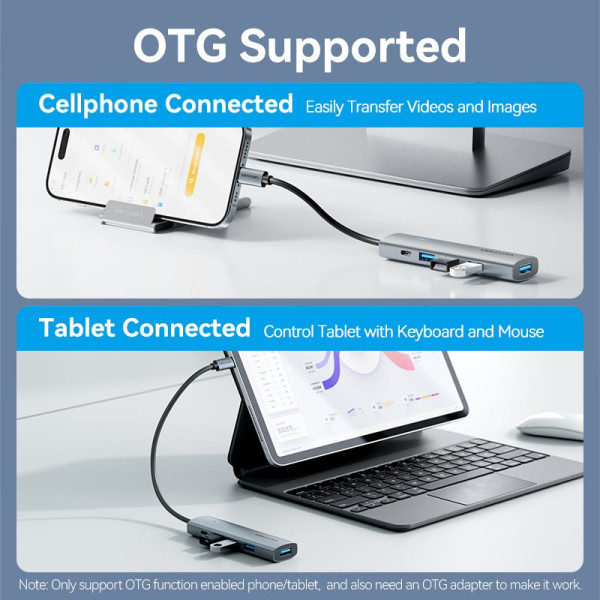 Фото - Хаб USB Vention USB 3.0 Type-C 4xUSB 3.0/1xUSB-C (TGZHB)