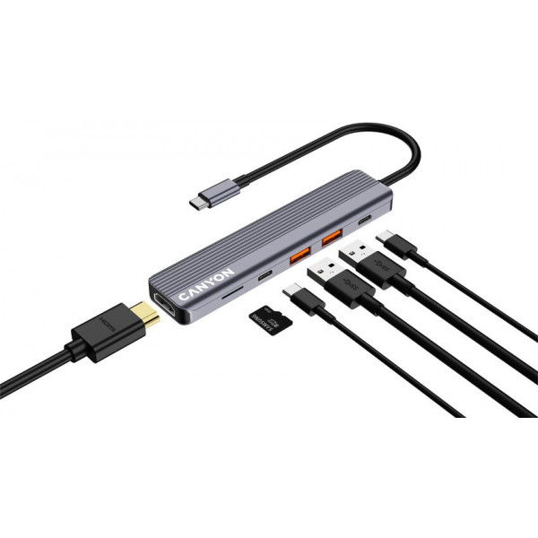 Фото - Хаб USB Canyon 6 port 4k USB-C Hub DS-17 (CNS-TDS17)