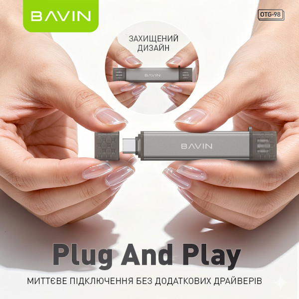 Фото - Кардридер Bavin OTG-98 3 в 1 Type-C/Lightning/TF/SD/USB 2.0 Gray (OTG-98 GY)