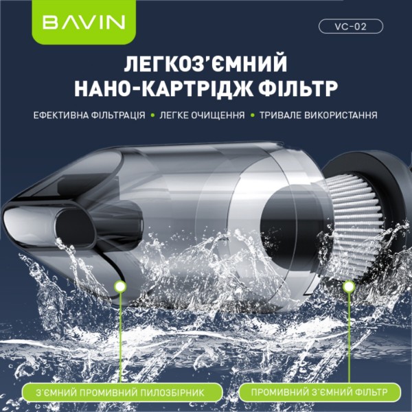 Фото - Автомобільний пилосос Bavin VC-02 15000Pa 2000mAh Black (Z-VC02 BK)