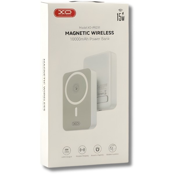 Фото - Батарея мобильная XO PR231 Magnetic MagSafe 15W + PD20W 10000 mAh White