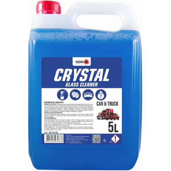 Фото - Очиститель для авто NOWAX стекла CRYSTAL Glass Cleaner 5 л концентрат 1:10 (NX05140)
