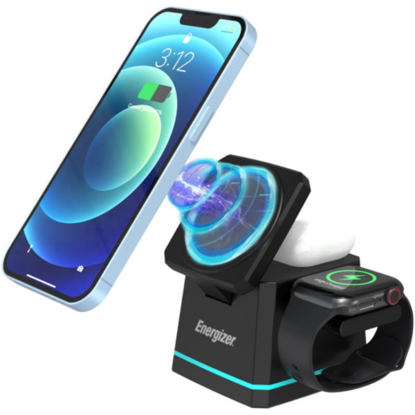 Фото - Бездротовий зарядний пристрій Energizer 15W 3-in-1 Magnetic Wireless Fast Charger Black (WCP307)