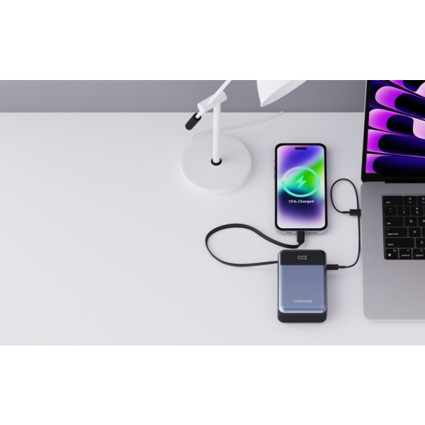 Фото - Батарея мобільна Canyon OnPower 600 built-in cable 20000 mAh PD65W Dark Grey (CNS-CPB600DG)