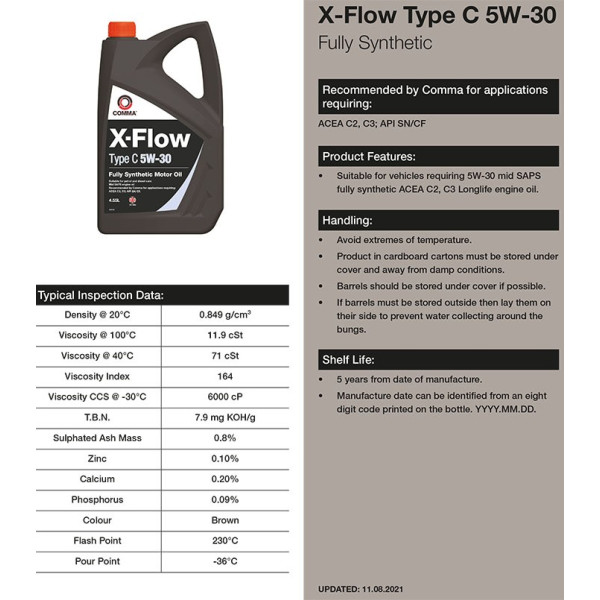 Фото - Масло для авто COMMA X-FLOW TYPE C 5W-30 5л (XFC5L)
