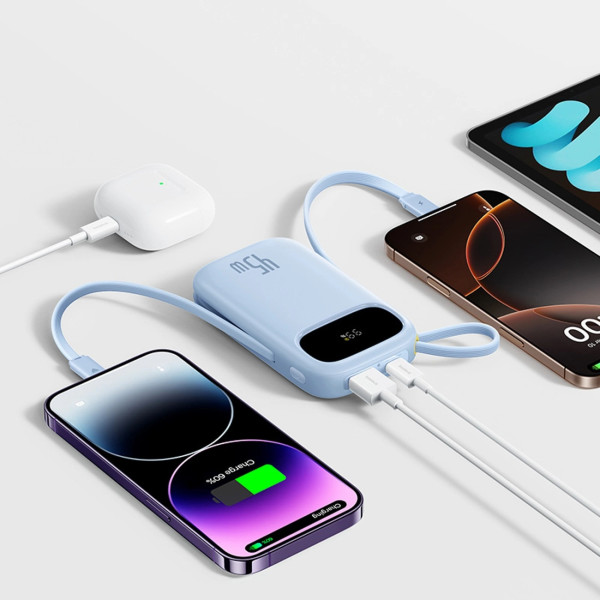 Фото - Батарея мобільна Baseus 20000mAh EnerFill FC31 45W PD,QC,USB-A,USB-C In/Out, built-in USB-C/Lightning cable Blue (E0028D03)