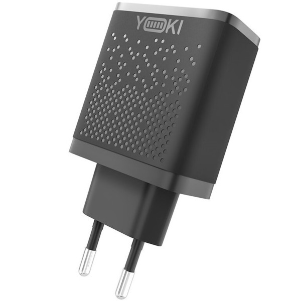 Фото - Мережевий зарядний пристрій YOKI Led Series QC 33W Black (YK-33PD)