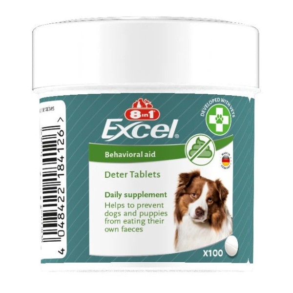 Фото - Витамины для собак 8in1 Excel Deter для щенков и взрослых от копрофагии 100 шт. (4048422184126)