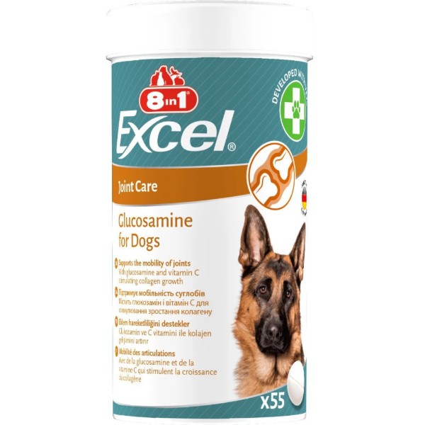 Фото - Витамины для собак 8in1 Excel Glucosamine для щенков и взрослых для суставов 55 шт. (4048422184058)