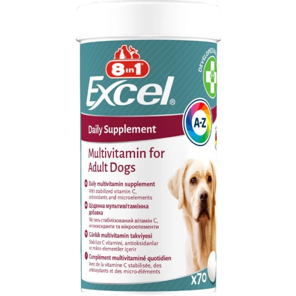 Фото - Витамины для собак 8in1 Excel Multi Vitamin Adult для взрослых мультивитамин 70 шт. (4048422183877)