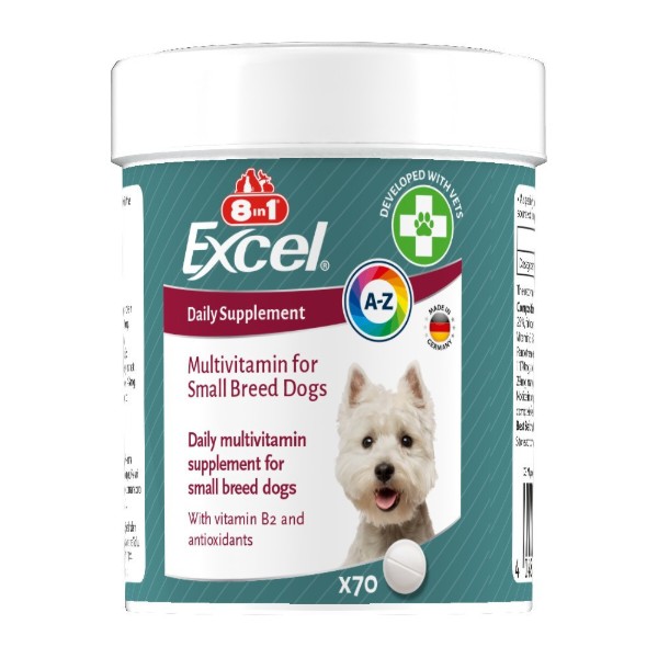 Фото - Витамины для собак 8in1 Excel Multi Vitamin Small Breed мелких пород мультивитамин 70 шт. (4048422183990) Фото - Витамины для собак 8in1 Excel Multi Vitamin Small Breed мелких пород мультивитамин 70 шт. (4048422183990)