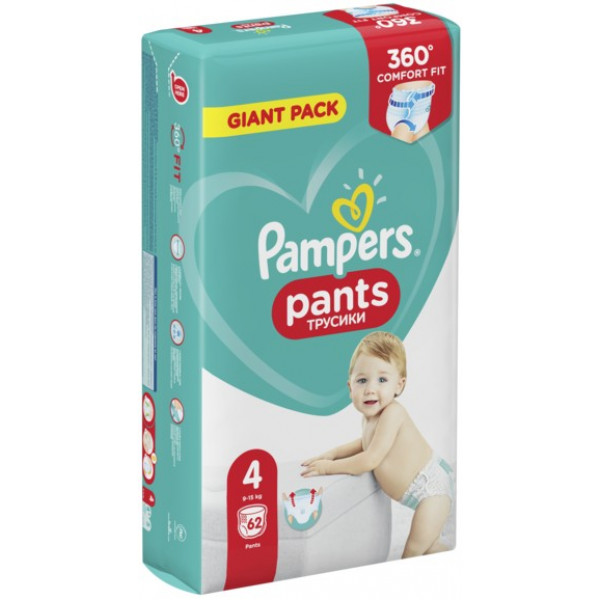 Фото - Одноразовые подгузники-трусики Pampers Pants Размер 4 (9-15 кг), 62 шт. (8001090694638)