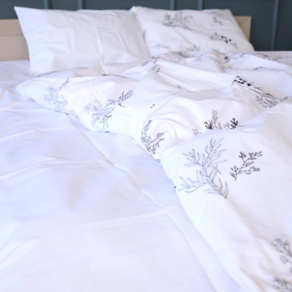 Фото - Комплект постільної білизни MirSon 200x220 см 17-0956 White Botanica Ranforce Elite (2200013183020)
