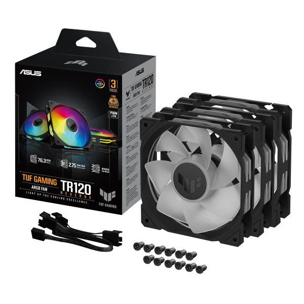 Фото - Корпусний вентилятор Asus TUF Gaming TR120 ARGB Reverse Black (90DA00D0-B09000)