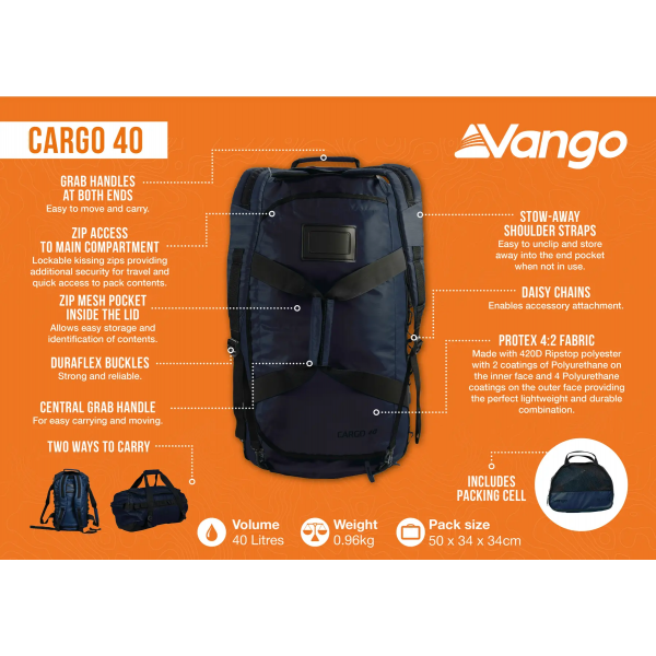 Фото - Сумка дорожня Vango Cargo 40 Moonlit Ocean (RUUCARGO0000004)