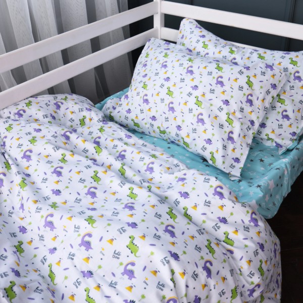 Фото - Комплект постільної білизни дитячий MirSon 110x140 см Kids Time 18-0001 Hello Dino Бязь (2200006974727)