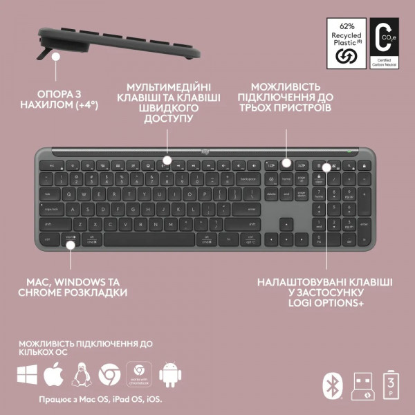 Фото - Клавіатура + миша бездротова Logitech Signature Slim Combo MK950 for Business Graphite (920-012508)