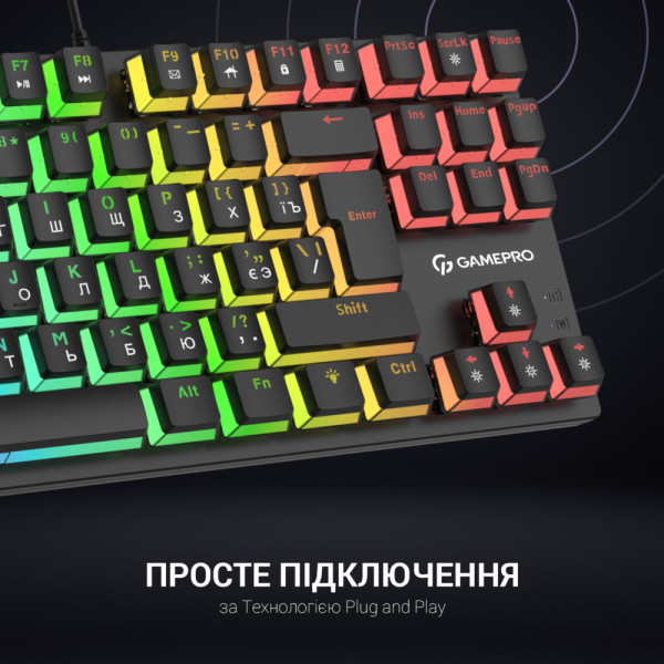 Фото - Клавіатура дротова ігрова GamePro MK80B Black