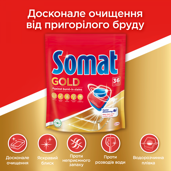 Фото - Таблетка для посудомийної машини Somat Gold 72 шт