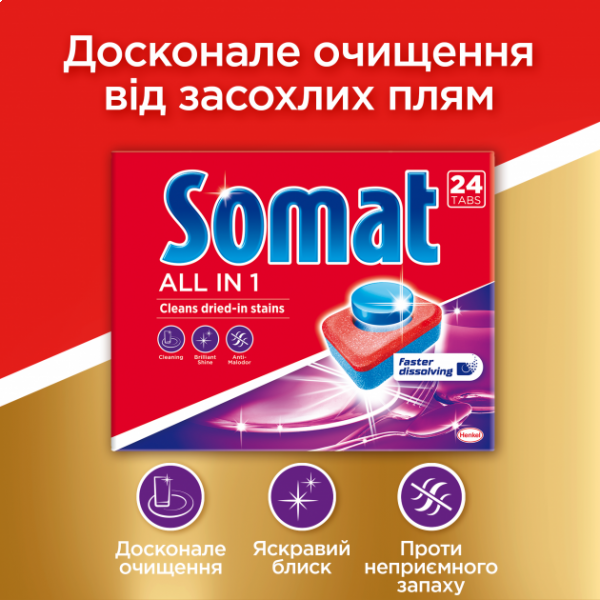 Фото - Таблетка для посудомийної машини Somat All in 1 90 табл. (9000101534993)