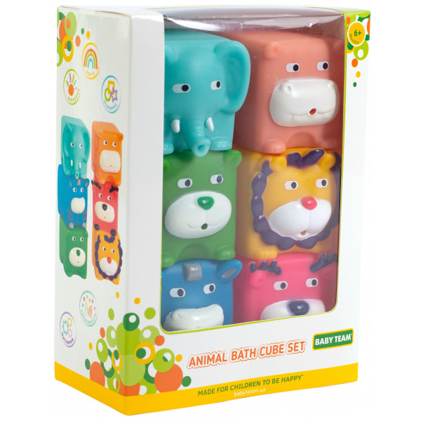 Фото - Іграшка для ванної Baby Team Набір "Звірята-кубики", 6 шт (9050_набір_з_слоником)