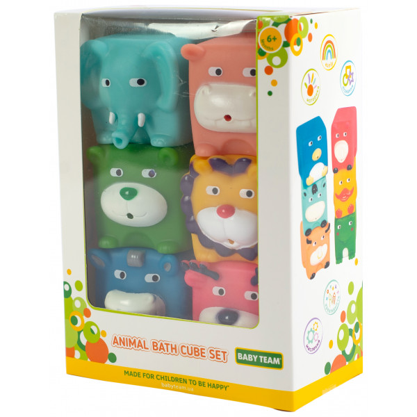 Фото - Іграшка для ванної Baby Team Набір "Звірята-кубики", 6 шт (9050_набір_з_слоником)