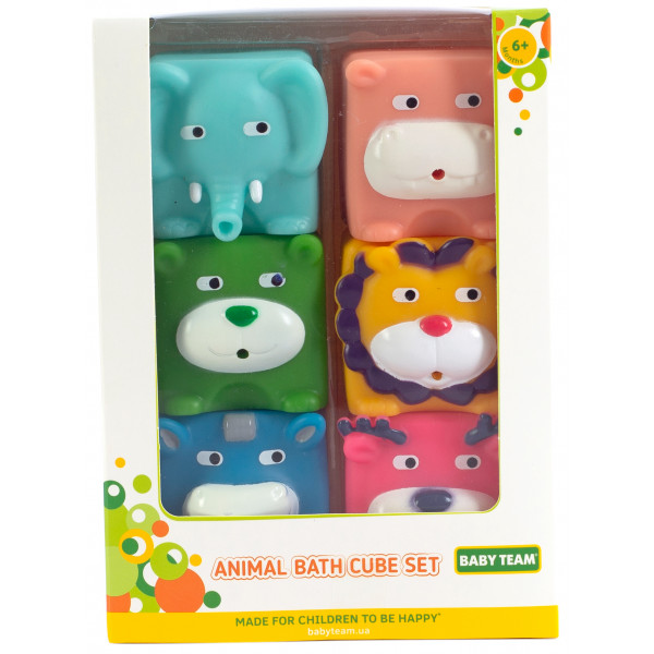 Фото - Іграшка для ванної Baby Team Набір "Звірята-кубики", 6 шт (9050_набір_з_слоником)