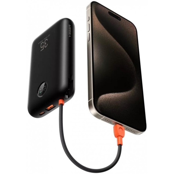 Фото - Батарея мобильная Veger K3 Built-in Cables PD 35W 30000mAh Black W3018 (6977525750137)