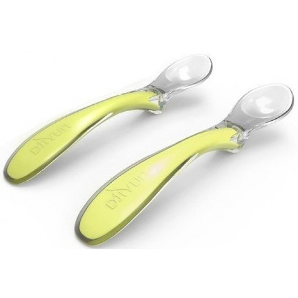 Фото - Набір дитячих столових приборів для малюка Nuvita силіконові ложечки Easy Eating 6м + 2 шт. салатовий (NV8480Lime)