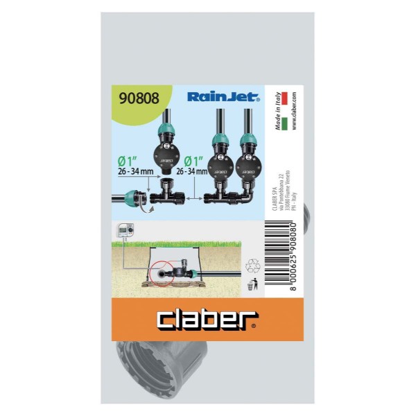 Фото - Соединитель для шланга Claber ПЕ 1"В*1"В*1"Н (908080000)