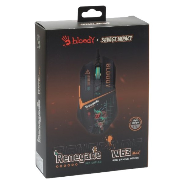 Фото - Миша дротова ігрова Bloody W63 Max (Renegade Midnight)