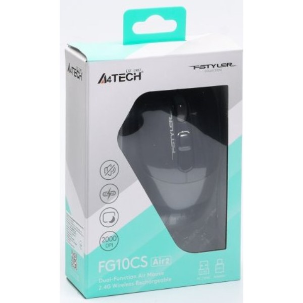 Фото - Миша бездротова A4tech FG10CS Air2 (Stone Grey)