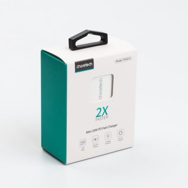 Фото - Мережевий зарядний пристрій Choetech USB-C GaN PD20W White (D5010-EU-WH)