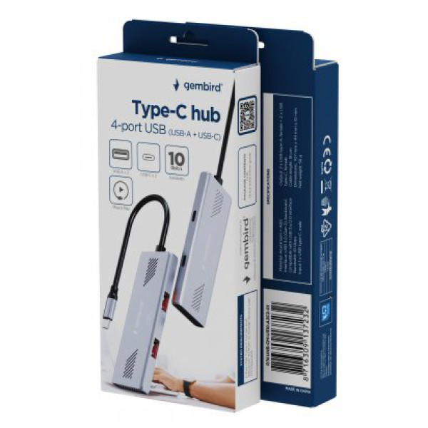 Фото - Хаб USB Gembird 2xUSB 3.2,2xUSB-C Silver (UHB-CM-U310-A2C2-01)