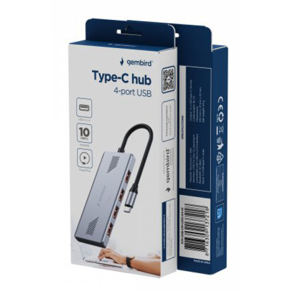 Фото - Хаб USB Gembird USB 3.2 Silver (UHB-CM-U310-A4-01)