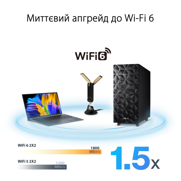 Фото - USB-адаптер мережі WiFi Asus USB-AX56 подовжувач-підставка