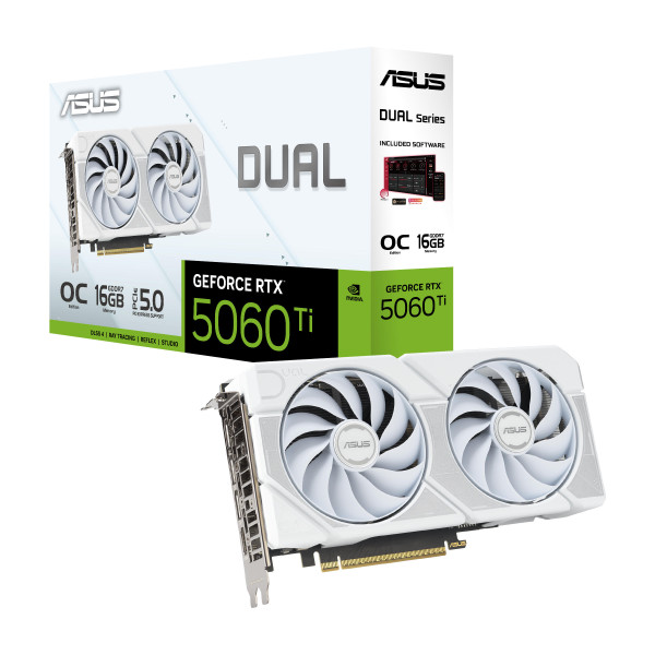 Фото - Відеокарта Asus GeForce RTX 5060 TI 16GB GDDR7 OC DUAL-RTX5060TI-O16G-WHITE