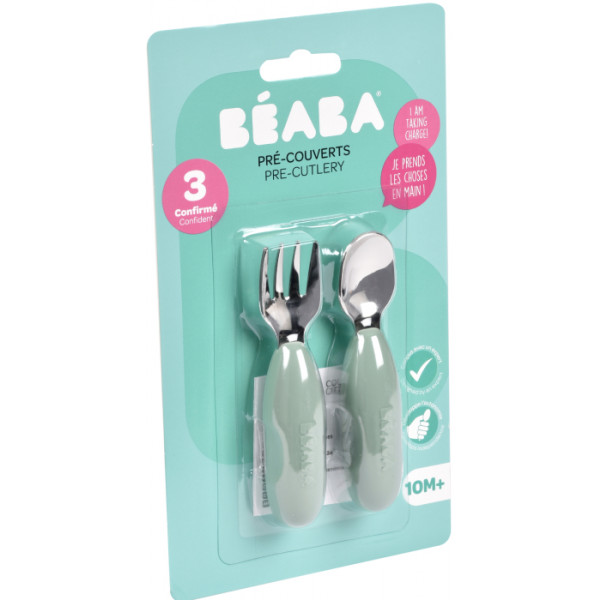 Фото - Набір дитячих столових приборів для малюка Beaba 10+ Olive (913580)