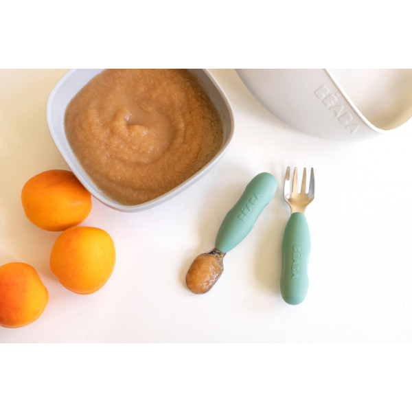 Фото - Набір дитячих столових приборів для малюка Beaba 10+ Olive (913580)