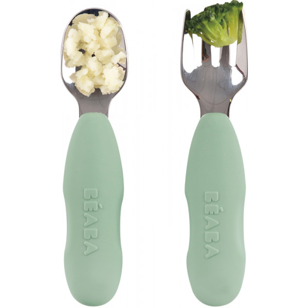 Фото - Набір дитячих столових приборів для малюка Beaba 10+ Olive (913580)