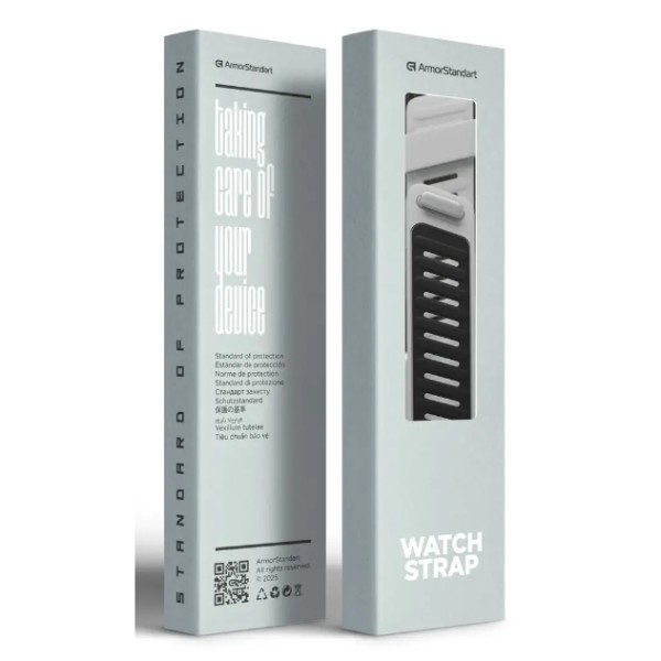 Фото - Ремешок для фитнес-браслета Armorstandart Silicone Tech for Whoop 5.0 Grey with Silver (ARM93098)