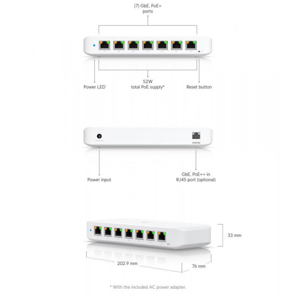 Фото - Коммутатор локальної мережі (Switch) Ubiquiti USW-ULTRA-60W