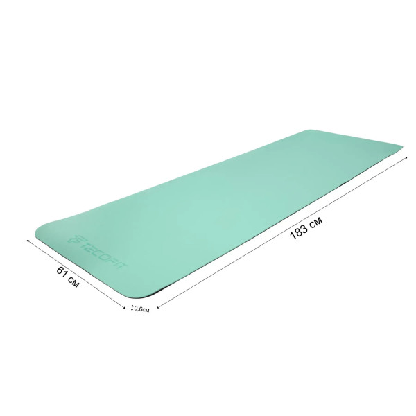Фото - Килимок для йоги та фітнесу TECOFIT Dual Color TPE Mat 183х61х0.6 см Green/black (TOP18013825/5)