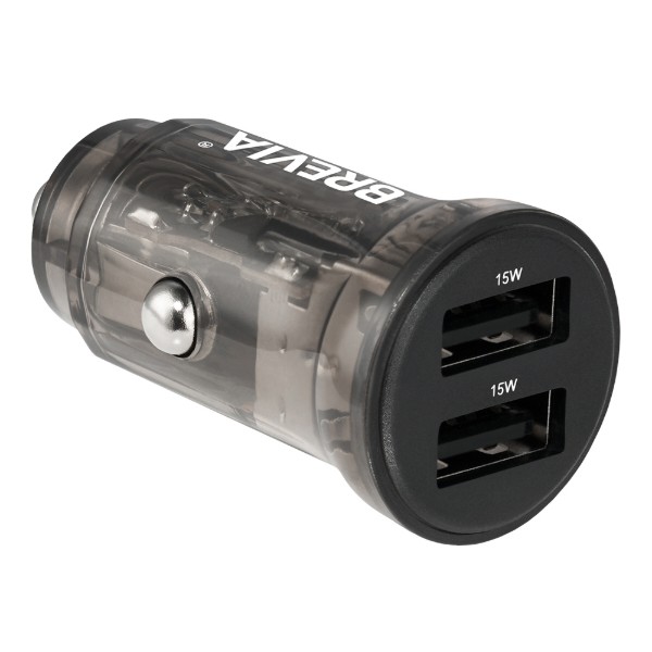 Фото - Автомобільний зарядний пристрій Brevia ePower DualDrive 15W 2xUSB-A, transparent black (47015DUB)