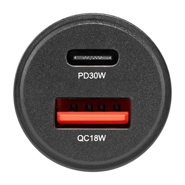 Фото - Автомобильное зарядное устройство Brevia ePower DualCharge 30W 1xUSB-C+1xUSB-A, Transparent Black (46130CAB)