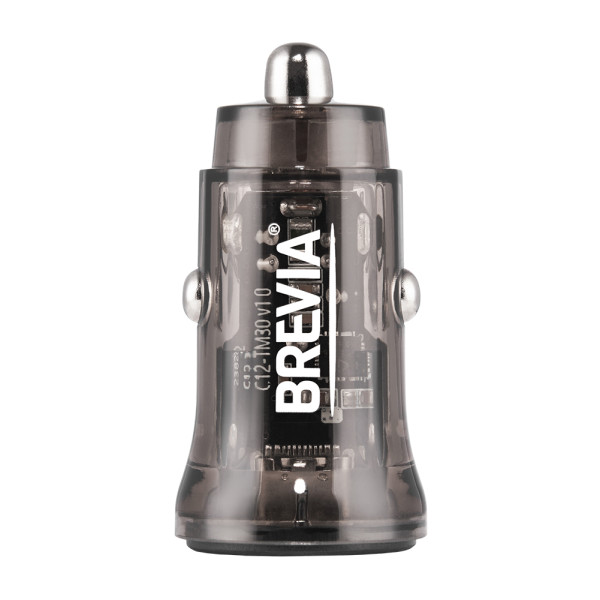 Фото - Автомобильное зарядное устройство Brevia ePower DualCharge 30W 1xUSB-C+1xUSB-A, Transparent Black (46130CAB)