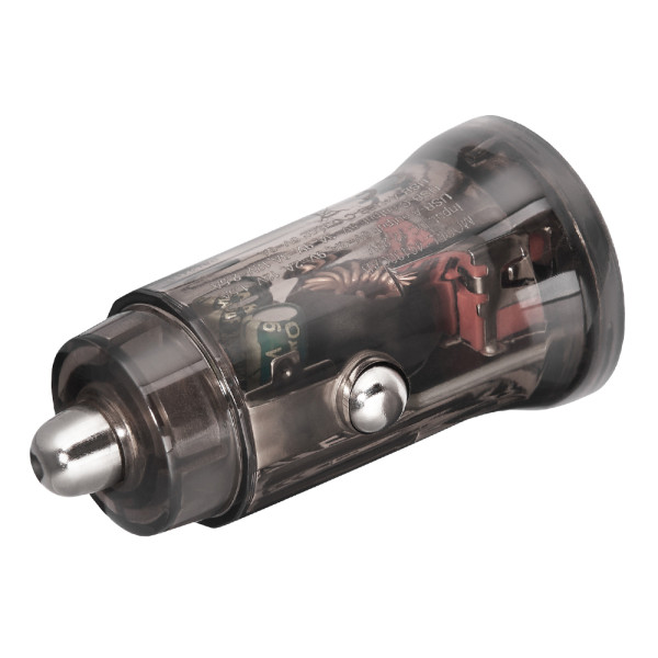 Фото - Автомобильное зарядное устройство Brevia ePower DualCharge 30W 1xUSB-C+1xUSB-A, Transparent Black (46130CAB)